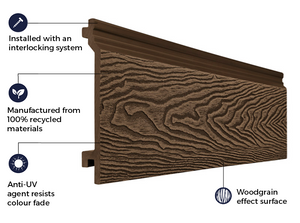 Cladco Composite Woodgrain Effect Wall Cladding Board - Coffee (3.6m)