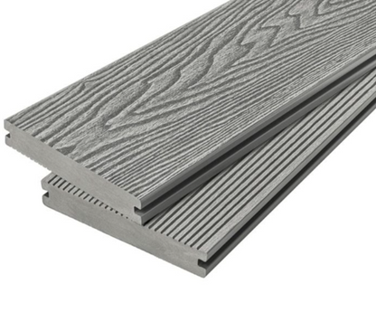 Cladco Solid Woodgrain Effect Reversible Composite Decking Board - Stone Grey (4m)