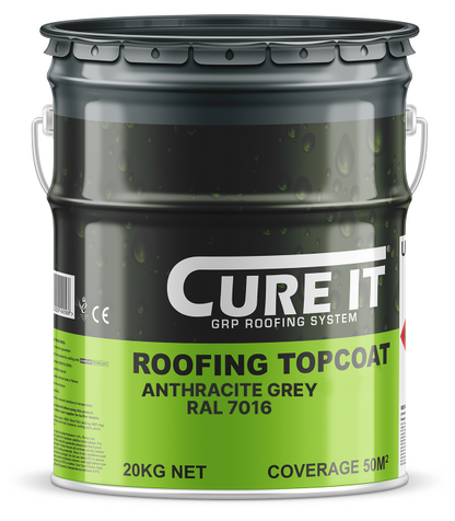 Cure It GRP Roofing Pre-Mixed Topcoat Anthracite Grey RAL 7016 - 20kg