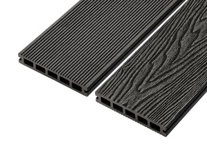 Cladco Woodgrain Effect Reversible Composite Decking Board - Charcoal (2.4m)