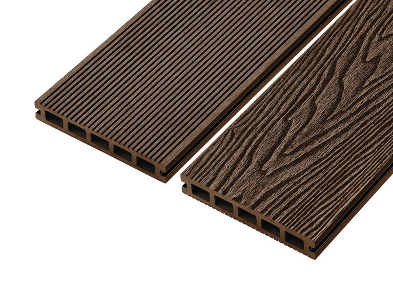 Cladco Woodgrain Effect Reversible Composite Decking Board - Coffee (4m)