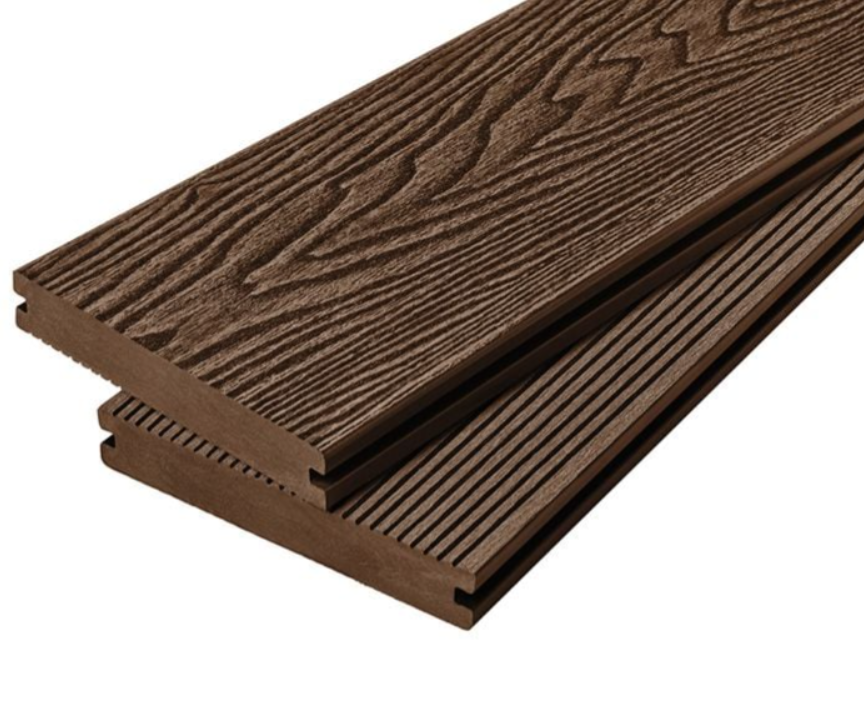 Cladco Solid Woodgrain Effect Reversible Composite Decking Board - Coffee (4m)