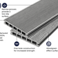 Cladco Grooved Reversible Composite Decking Board - Stone Grey (2.4m)