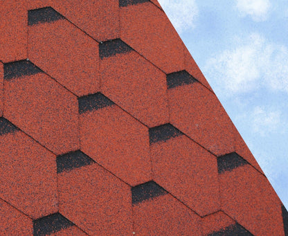 Hexagonal 3 Tab Bitumen Roof Felt Shingles - Red Shadow (2.42m2 Pack)