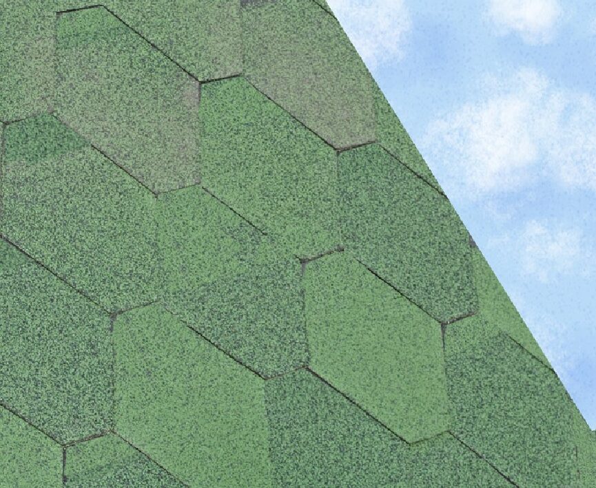 Hexagonal 3 Tab Bitumen Roof Felt Shingles - Solid Green (2.42m2 Pack)