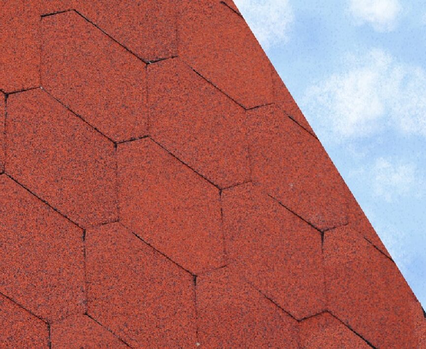 Hexagonal 3 Tab Bitumen Roof Felt Shingles - Solid Red (2.42m2 Pack)