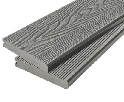 Cladco Solid Woodgrain Effect Reversible Bullnose Composite Decking Board - 4m (All Colours)