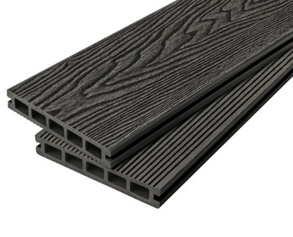 Cladco Woodgrain Effect Reversible Composite Decking Board - Charcoal (4m)