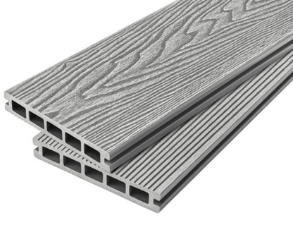 Cladco Woodgrain Effect Reversible Composite Decking Board - Light Grey (4m)