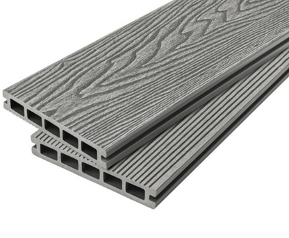 Cladco Woodgrain Effect Reversible Composite Decking Board - Stone Grey (2.4m)