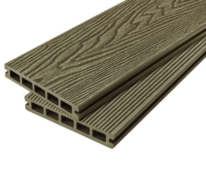 Cladco Woodgrain Effect Reversible Composite Decking Board - Olive Green (2.4m)