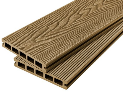 Cladco Woodgrain Effect Reversible Composite Decking Board - Teak (2.4m)