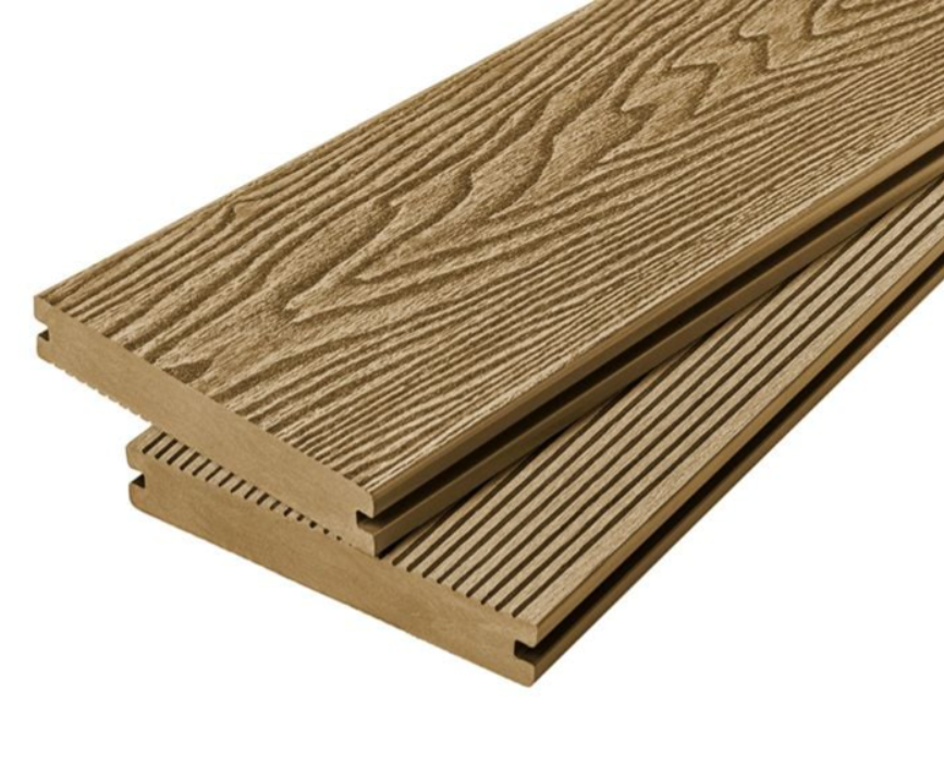 Cladco Solid Woodgrain Effect Reversible Composite Decking Board - Teak (4m)