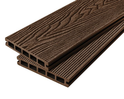 Cladco Woodgrain Effect Reversible Composite Decking Board - Coffee (4m)