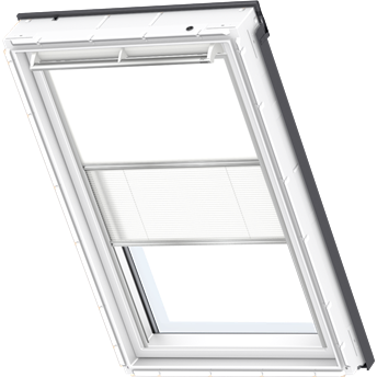 VELUX DFD UK10 1025 Duo Blackout and Pleated Blind - White & White