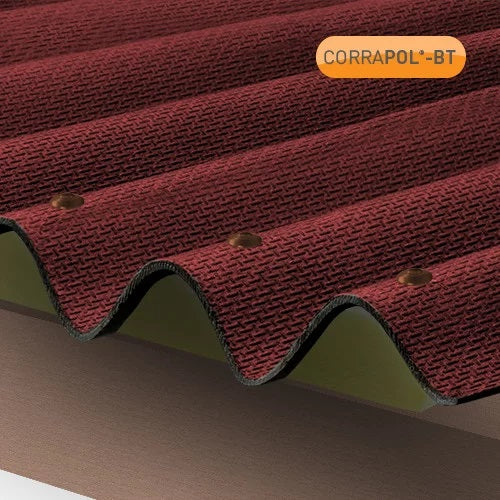 Corrapol-BT - Corrugated Bitumen Roof Sheet - Red (2000 X 930mm)